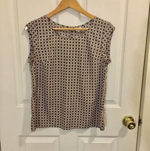 Merona~ Mauve/Cream/Navy Cap Sleeve Blouse